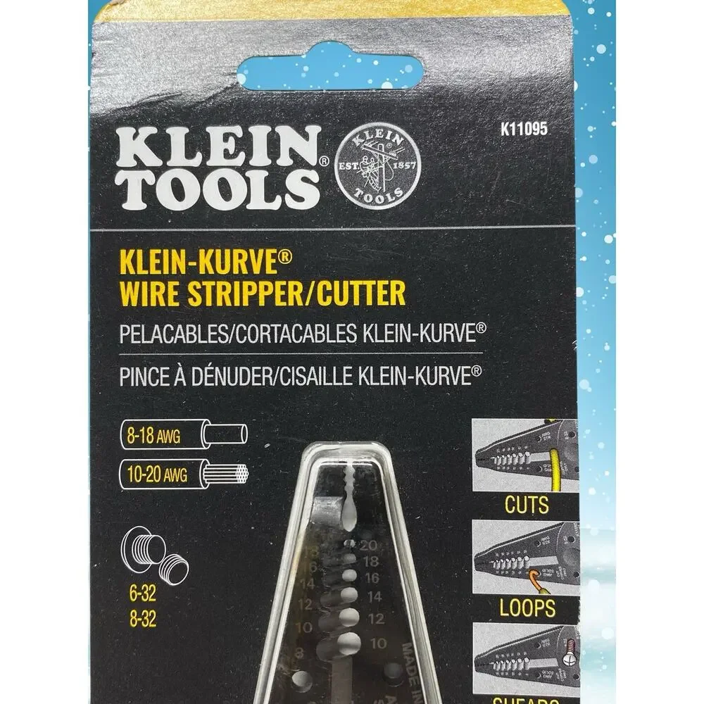 Klein Tools — K11095 Klein-Kurve® Wire Stripper/Cutter (Blue Handles, Made in US